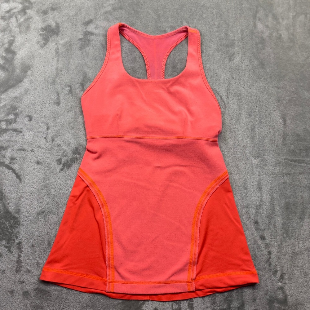 Lululemon‎ Power Up Tank Racerback Top Built-in Bra Coral Orange Size 6
